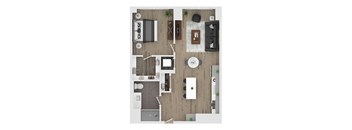1 bed 1 bath apartment floor plan