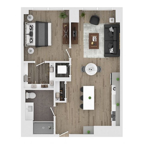 1 bed 1 bath apartment floor plan