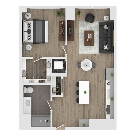 1 bed 1 bath apartment floor plan