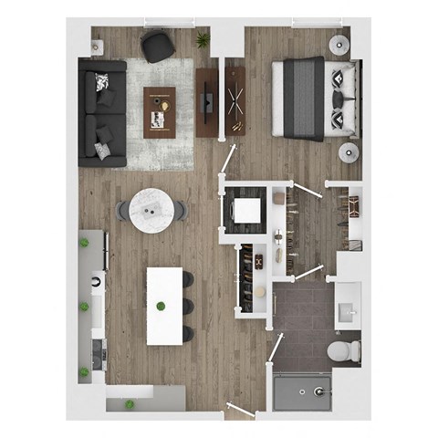 1 bed 1 bath apartment floor plan