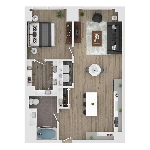 1 bed 1 bath apartment floor plan