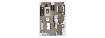 1 bed 1 bath apartment floor plan