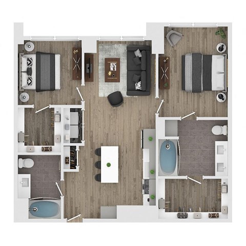 2 bed 2 bath apartment floor plan