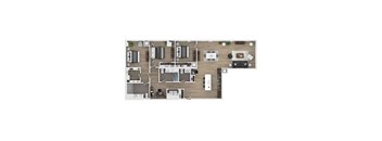 3 bed 2.5 bath apartment floor plan