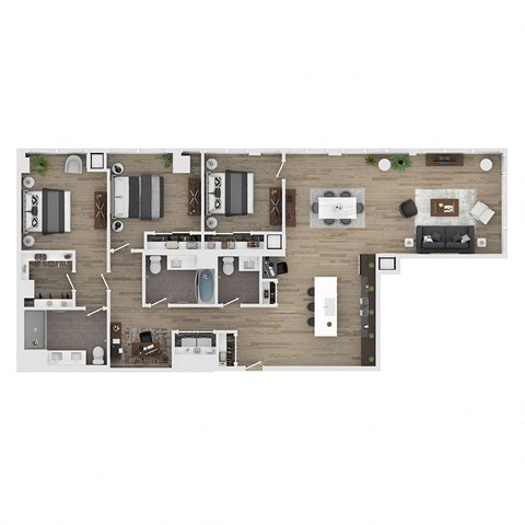 3 bed 2.5 bath apartment floor plan