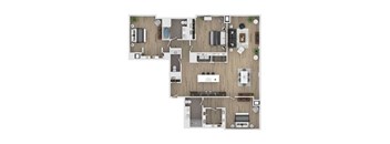3 bed 2.5 bath apartment floor plan