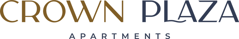 Crown Plaza apartments logo on a green background.