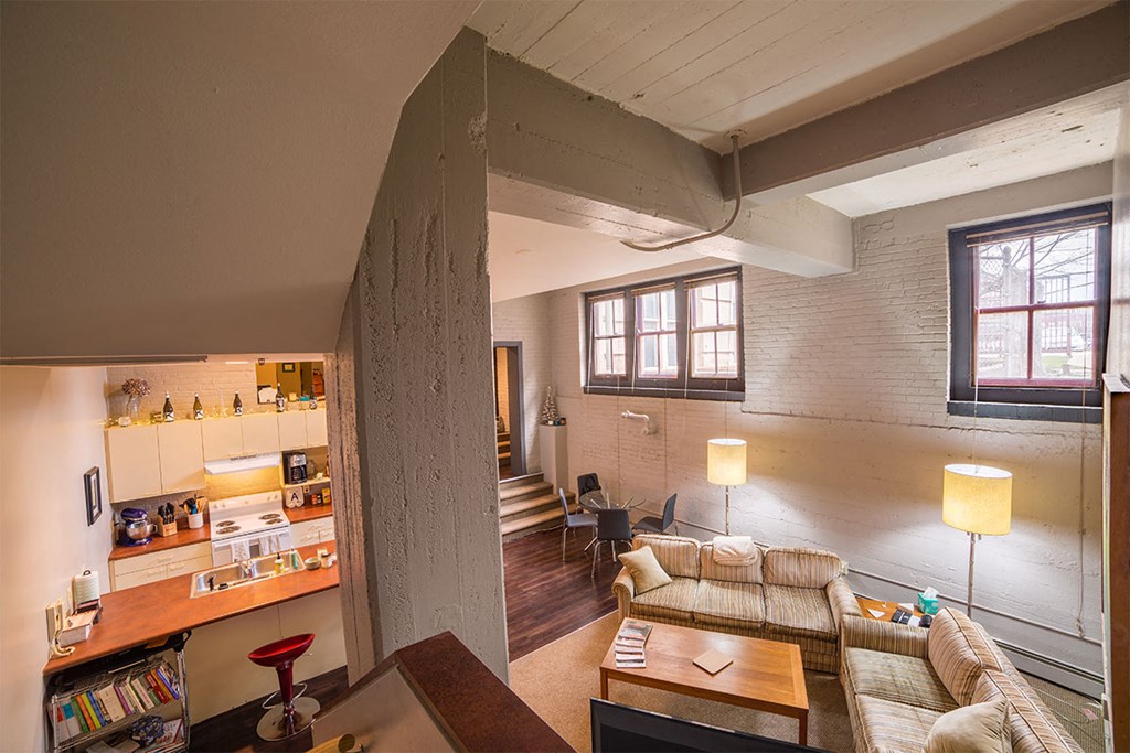 central high stephenson mills apartments living room and kitchen