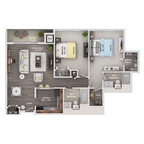 detroit city apartments 2 bed 2 bath floor plan c