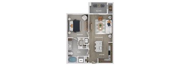 floor plan of a 1 bed 1 bath apartment