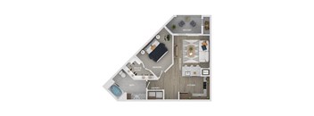 floor plan of a 1 bed 1 bath apartment