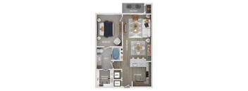 floor plan of a 1 bed 1 bath apartment