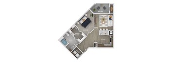 a floor plan of a bedroom apartment with a bathroom and a living room