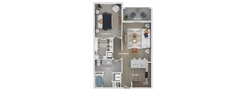 floor plan of a 1 bed 1 bath apartment