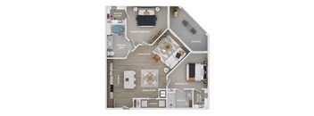 floor plan of a 2 bed 2 bath apartment