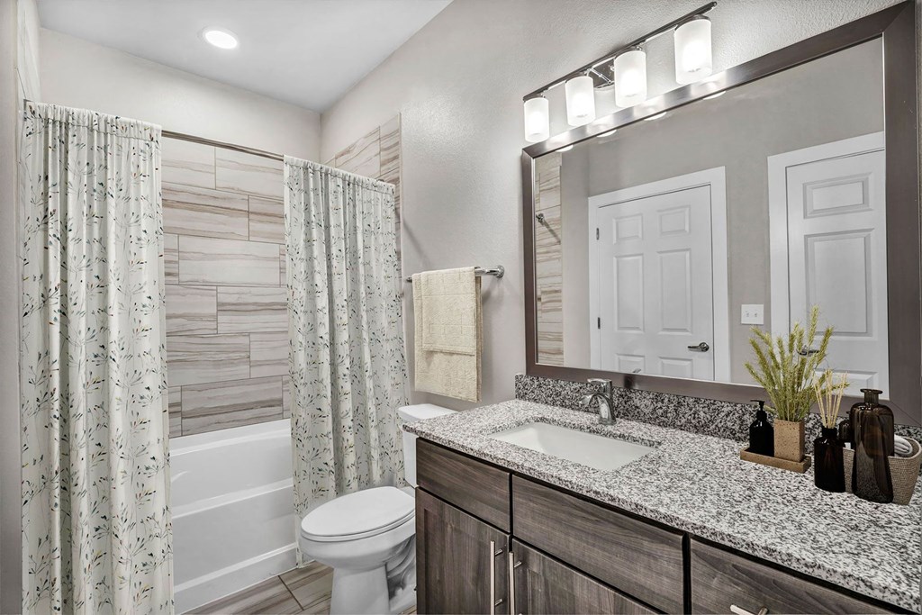 a bathroom with a sink and a toilet and a shower