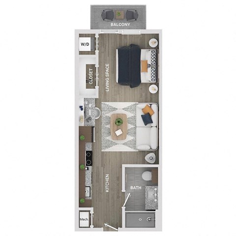 floor plan of a studio apartment