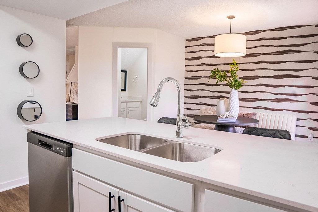 kitchen sink on a peninsula