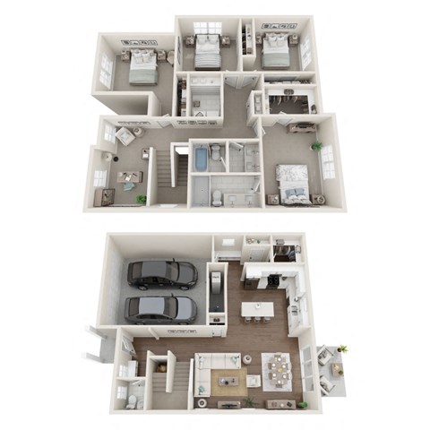 floor plan of a 4 bed 2.5 bath rental home