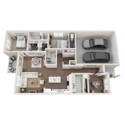 floor plan of a 2 bed 2 bath rental home