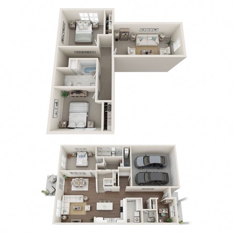 floor plan of a 3 bed 2.5 bath rental home