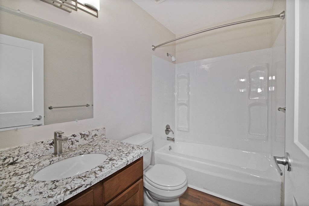 a bathroom with a sink and a shower and a toilet