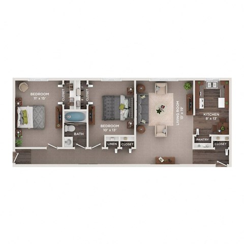 a 2 bedroom floor plan  1190 square feet