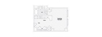 a floor plan of a small house with a bedroom and a bathroom