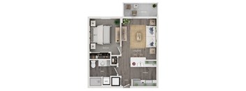 floor plan of a 1 bed 1 bath apartment
