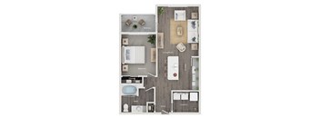 floor plan of a 1 bed 1 bath apartment