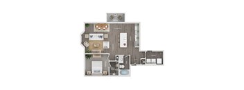 floor plan of a 1 bed 1 bath apartment