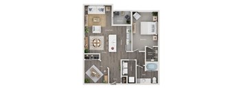 floor plan of a 2 bed 1 bath apartment