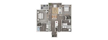 floor plan of a 2 bed 2 bath apartment