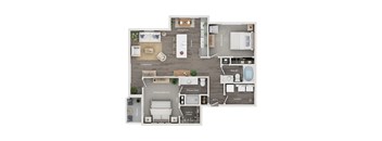 floor plan of a 2 bed 2 bath apartment