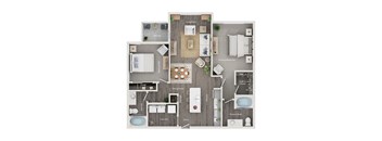 floor plan of a 2 bed 2 bath apartment