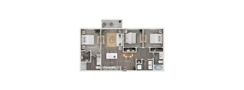 floor plan of a 3 bed 2 bath apartment