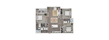 floor plan of a 3 bed 2 bath apartment