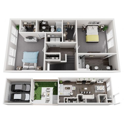 2 bed 2.5 bath apartment floor plan