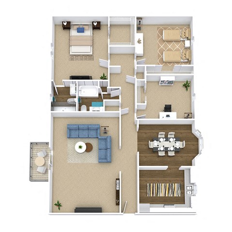 the bungalow floor plan with 2 bedrooms