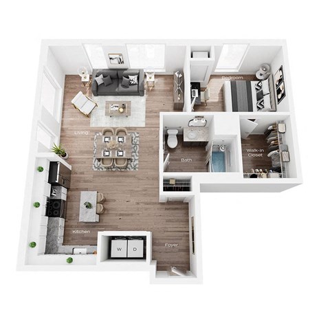 a 2 bedroom floor plan with a bathroom and a living room