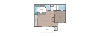 floor plan of a 1 bed 1 bath apartment