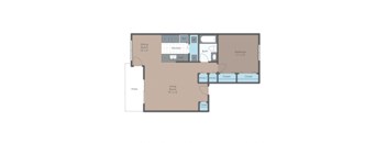 floor plan of a 1 bed 1 bath apartment