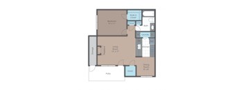 floor plan of a 1 bed 1 bath apartment