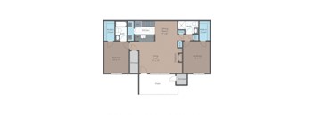 floor plan of a 2 bed 2 bath apartment