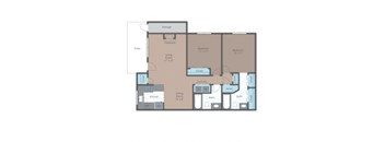 floor plan of a 2 bed 2 bath apartment