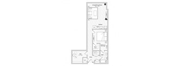 floor plan of a 1 bed 1 bath apartment