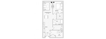 floor plan of a 1 bed 1 bath apartment