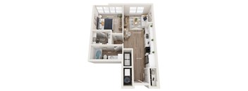 floor plan of a 1bed 1 bath apartment