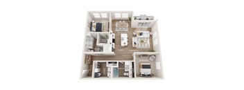 floor plan of a 2 bed 2 bath apartment