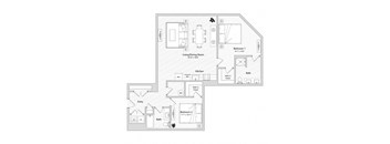 floor plan of a 2 bed 2 bath apartment